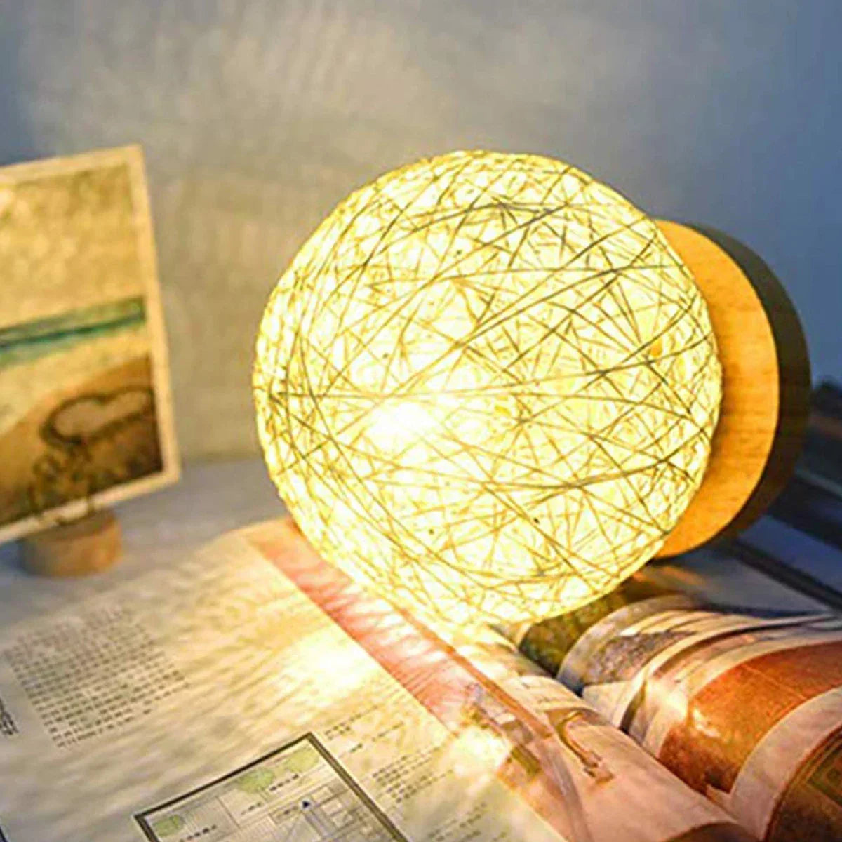 RattanGlow - Dimbare Rattan Tafellamp met Natuurlijk Design