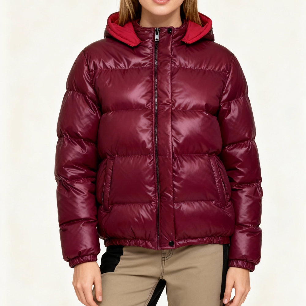 Dames Steppjacke Glanzend Warm Lichtgewicht Winterjas Rits