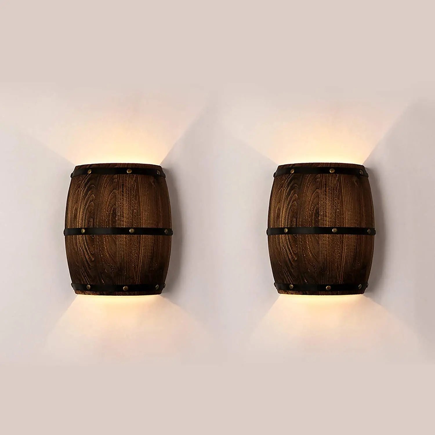 RusticCask - Lámpara de Pared de Madera en Estilo Vintage para Salón y Bar