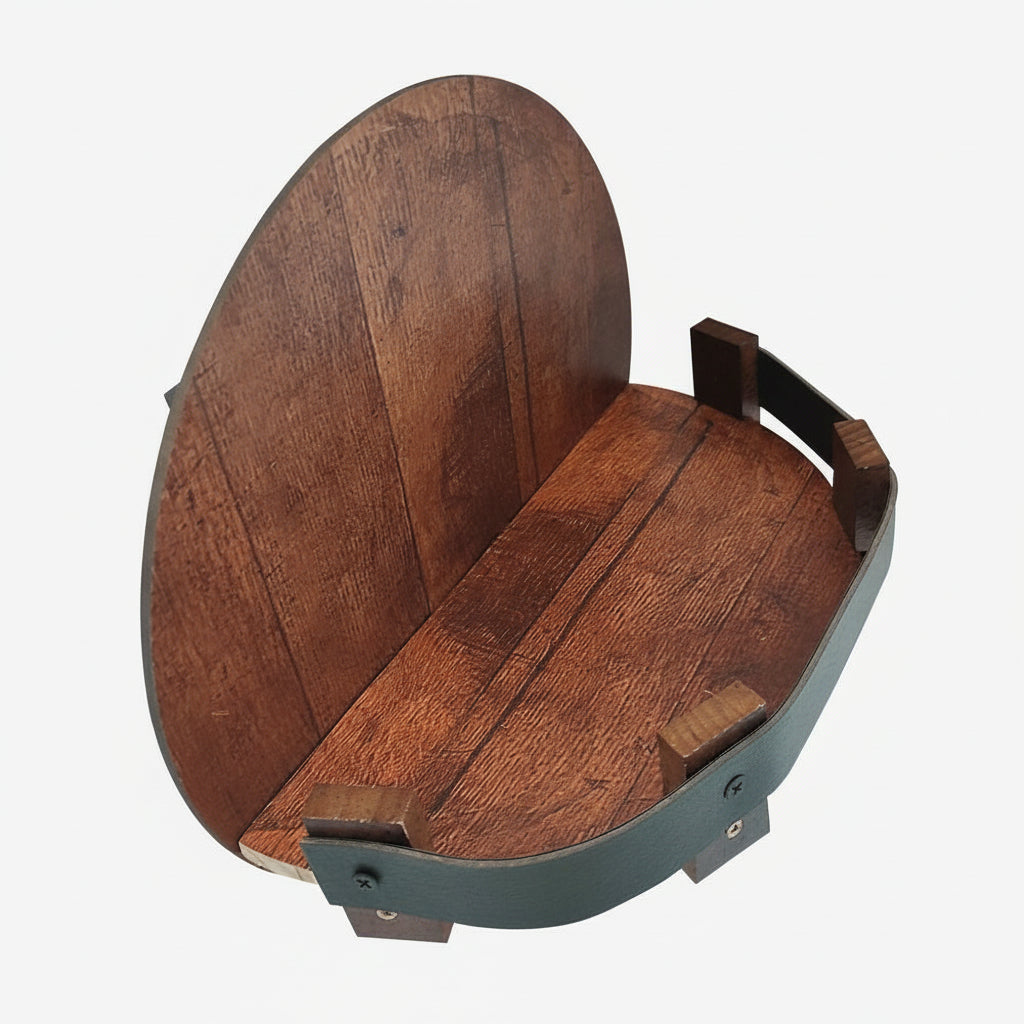 Rustic Bourbon Barrel Wall Shelf for Whiskey Display Home Bar Decor 1