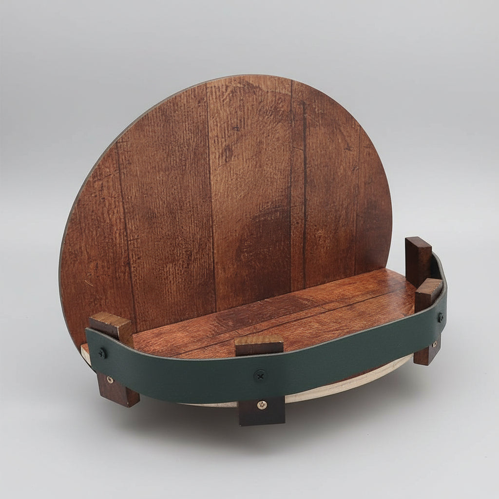 Rustic Bourbon Barrel Wall Shelf for Whiskey Display Home Bar Decor 3