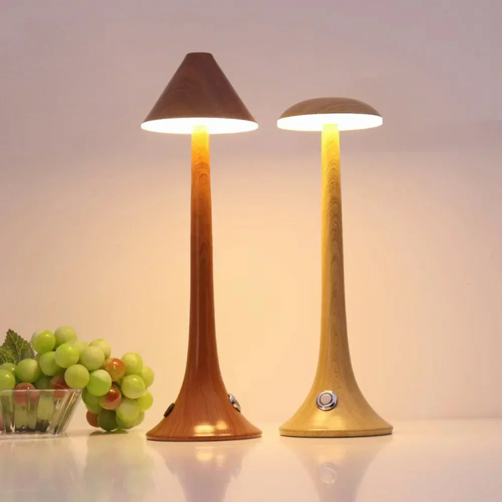 LumaWood - Oplaadbare LED Tafellamp met Houten Design, Dimbaar en Draadloos