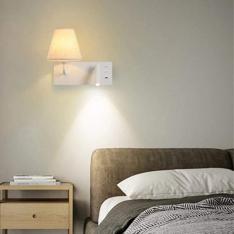 LuminoWall - Modern Wall Lamp with USB and Reading Spot