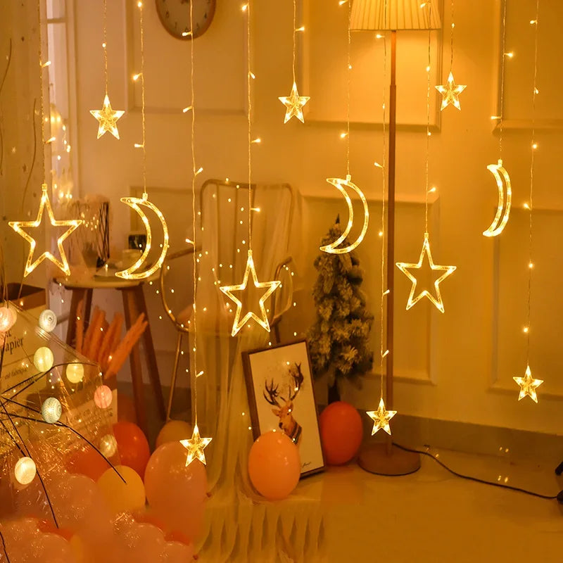 FestiveGlow - Ster- en Maanvormige Slinger voor Feestdecoratie