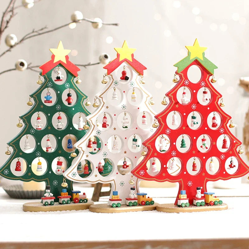 ElegantBoom - Houten Kerstdecoratie voor Bureau