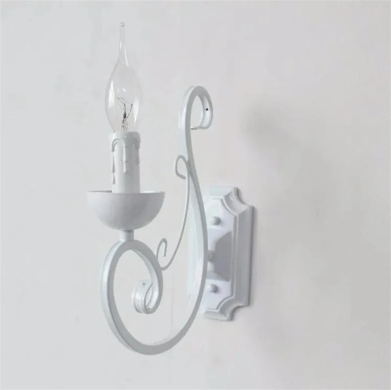 VintageGlow - White Metal Wall Lamp with Candlelight E14