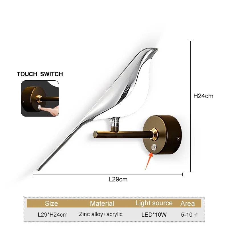 WingSpan - Bird Wall Lamp 360° Rotatable – Stylish and Playful Lighting for Home