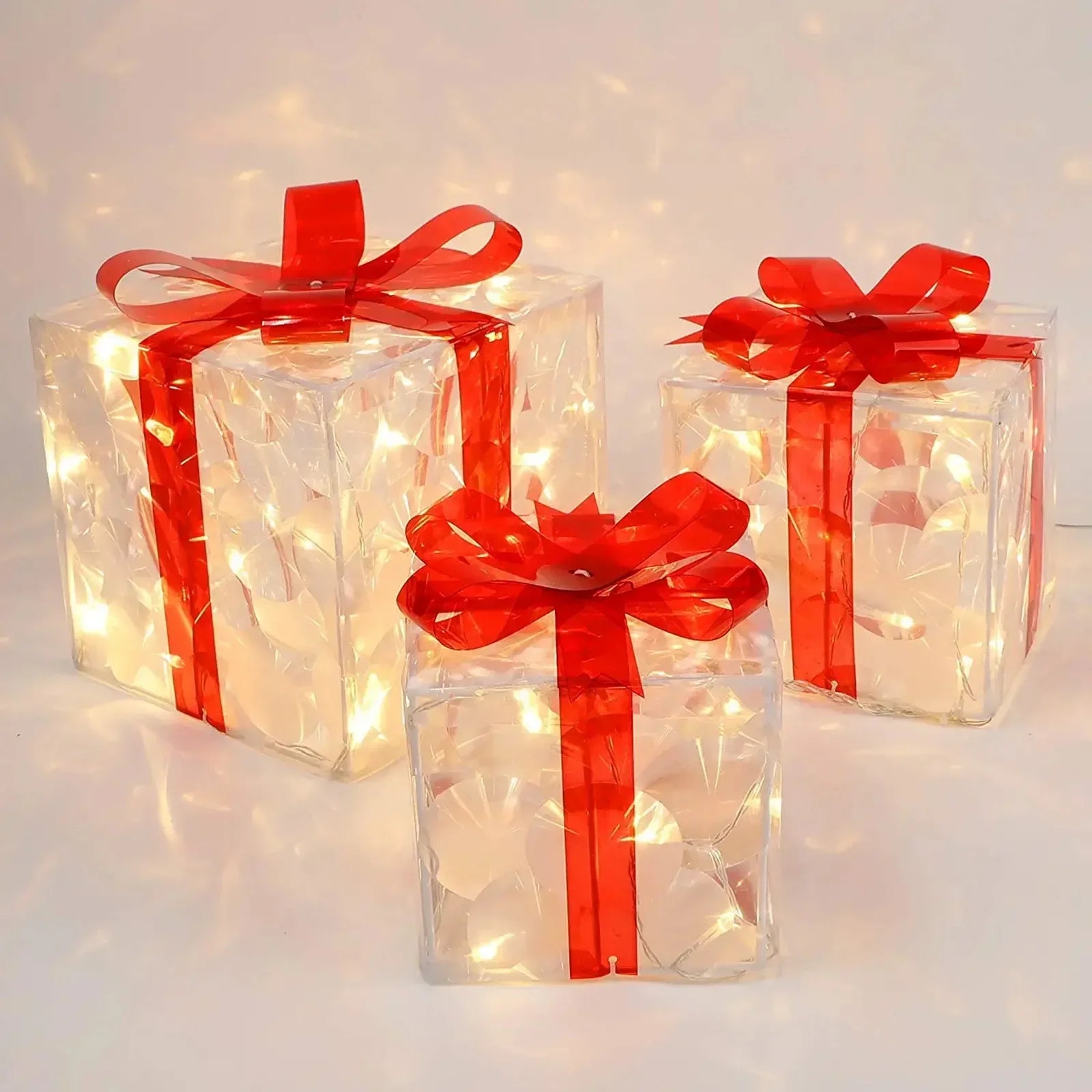 KerstGlans - Verlichte Cadeaudoos Ornament met Strik