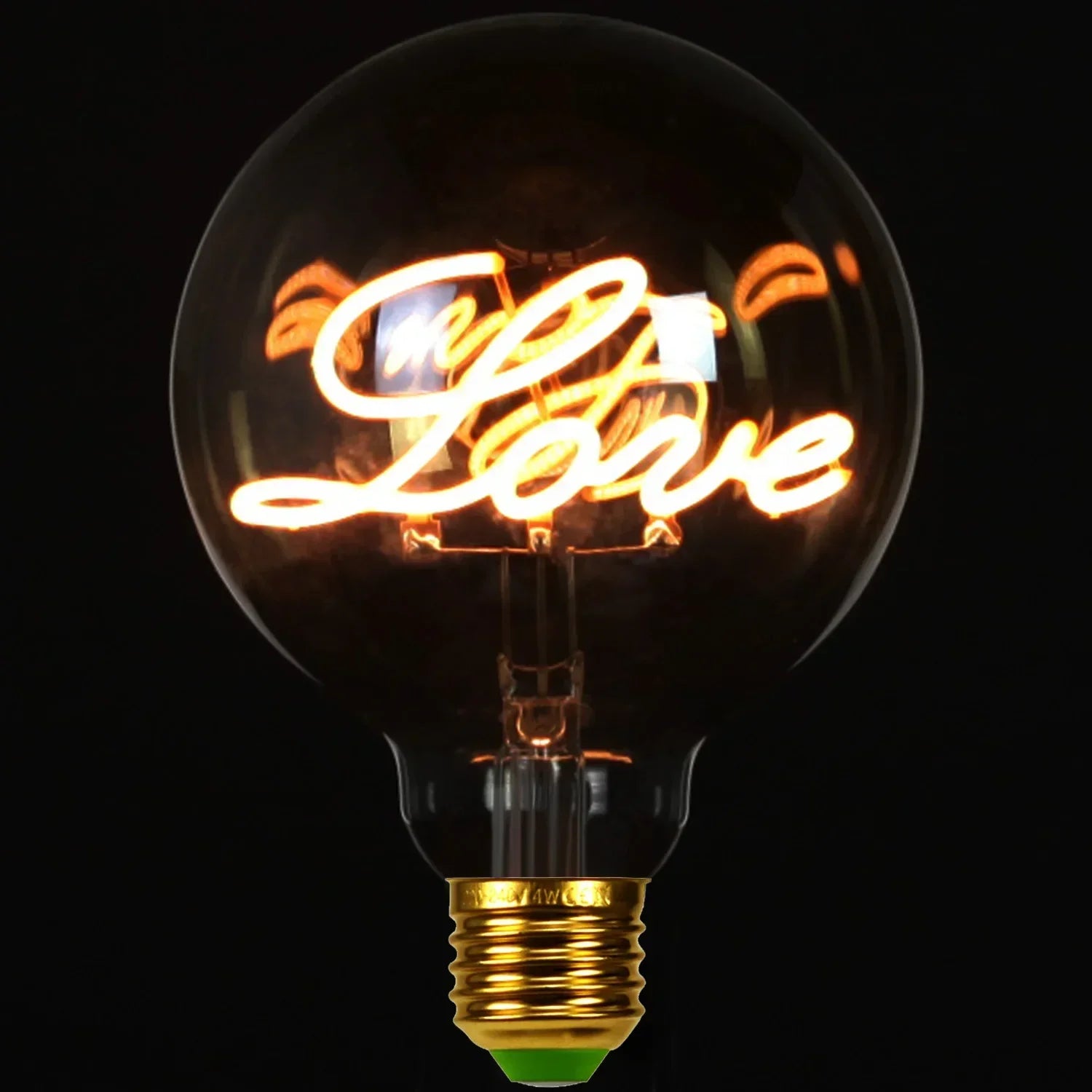 RetroLED - Vintage Tafellamp met Houten Basis en LED Lamp met Inscriptie