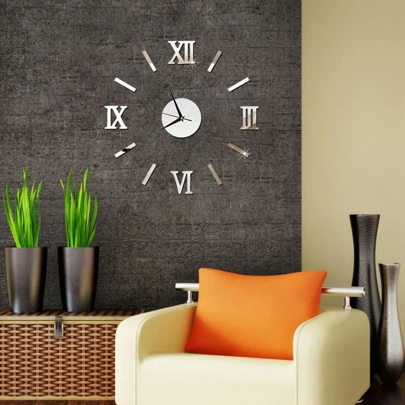 3D Spiegel - Romeinse Cijfers DIY Wandklok voor Moderne Decoratie