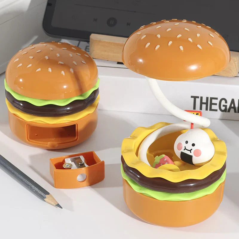 LumiGlow - LED Hamburger Nachtlamp met Puntenslijper, Creatieve Bureaulamp