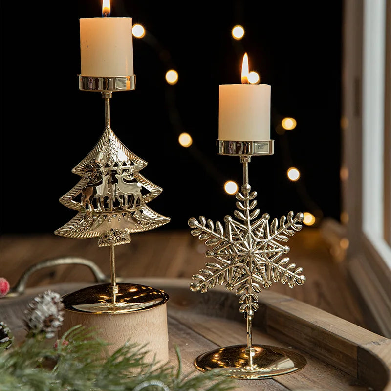 Glans - Gouden Ster- en Kerstboom Kaarsenhouder