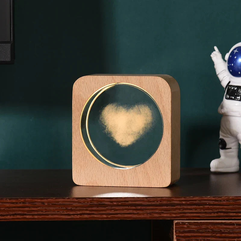 LumiWood - 3D Houten Nachtlamp met Gravure en Warme LED-verlichting