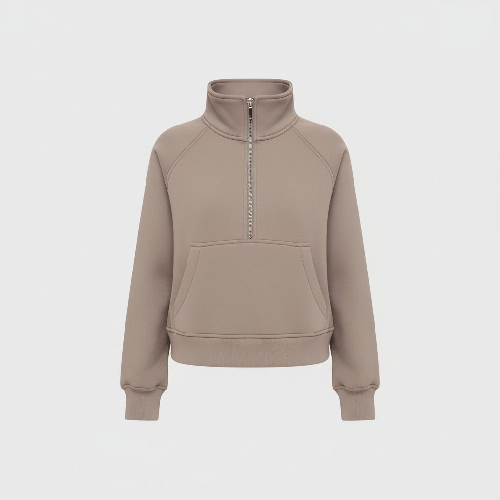 Vrouwen Half Zip Cropped Pullover Hoodie Herfst Mode Comfort