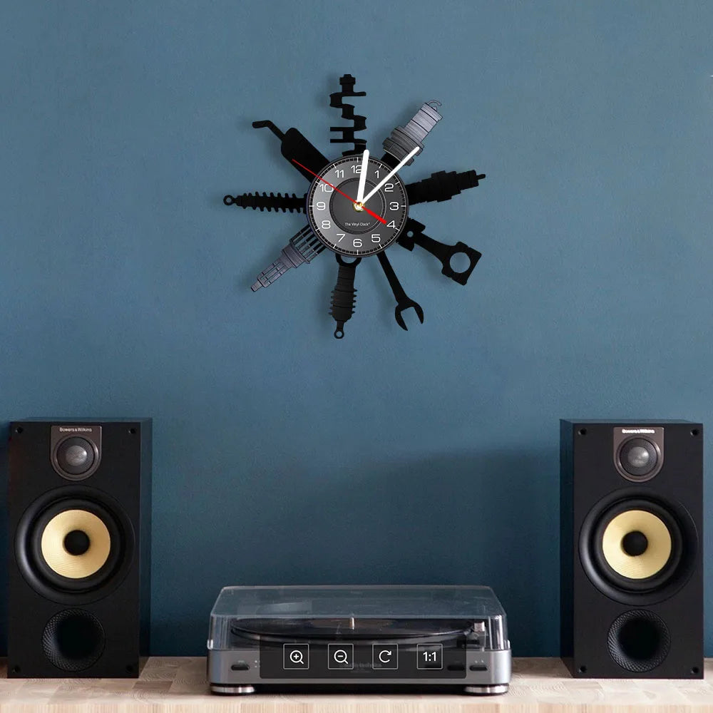 AutoReparatie - Vinyl Wandklok met Modern Garage Ontwerp