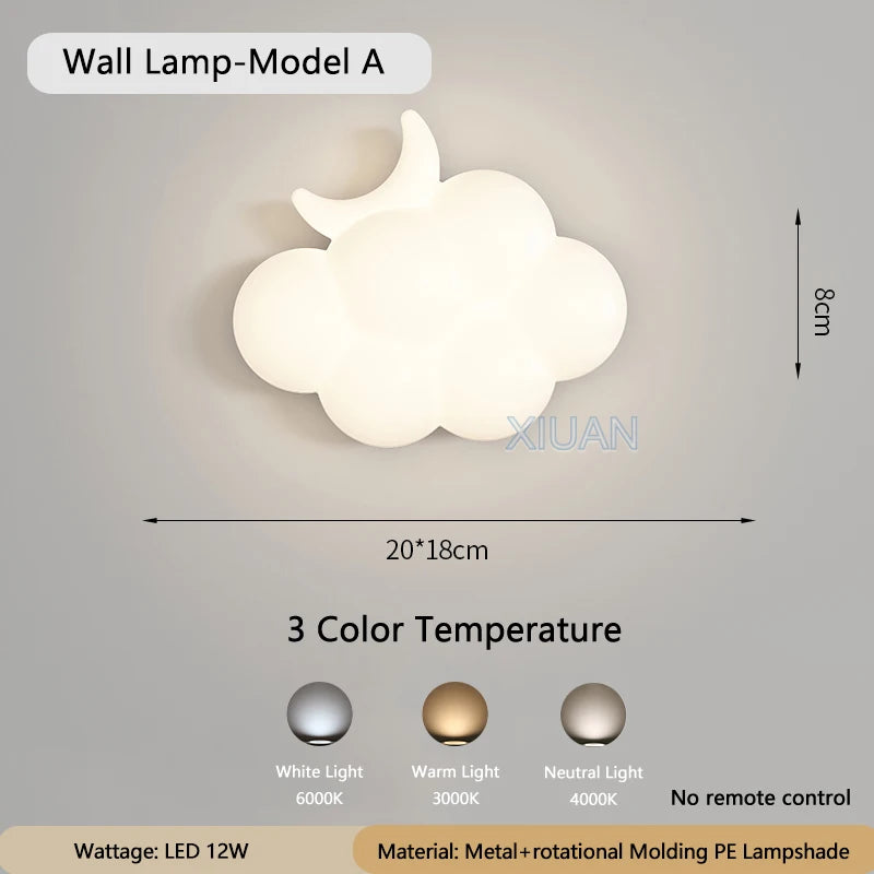 WhiteCloud - Modern LED Wall Lamp for Children's Rooms and Bedrooms