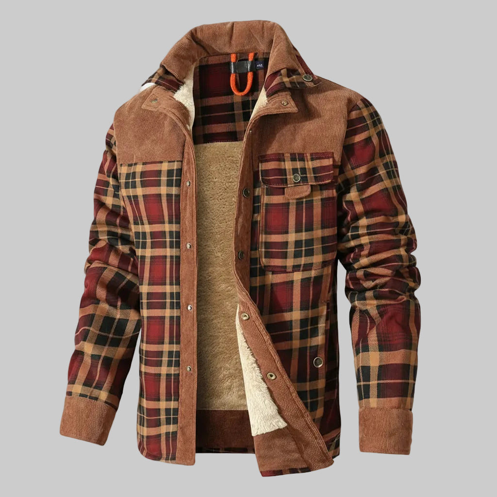 Giacca Uomo Inverno Flanella Quadri Imbottita Calda