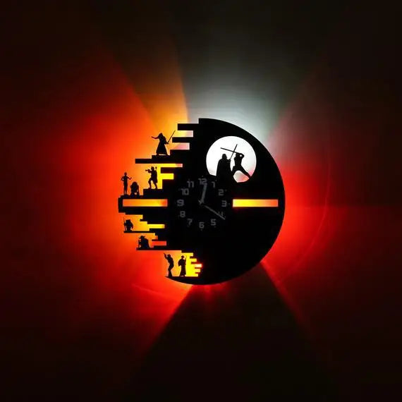 StarWarsVinyl - Decoratieve LED Wandklok voor Slaapkamer en Woonkamer