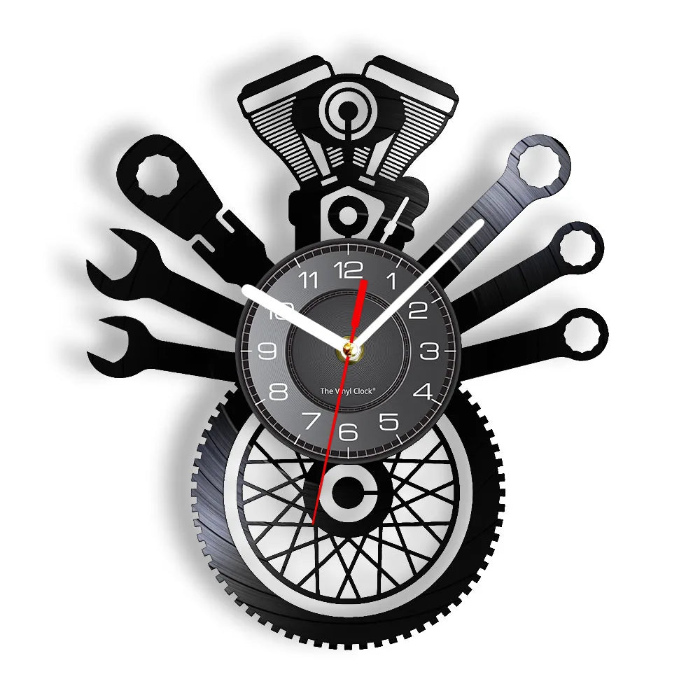 AutoReparatie - Vinyl Wandklok met Modern Garage Ontwerp