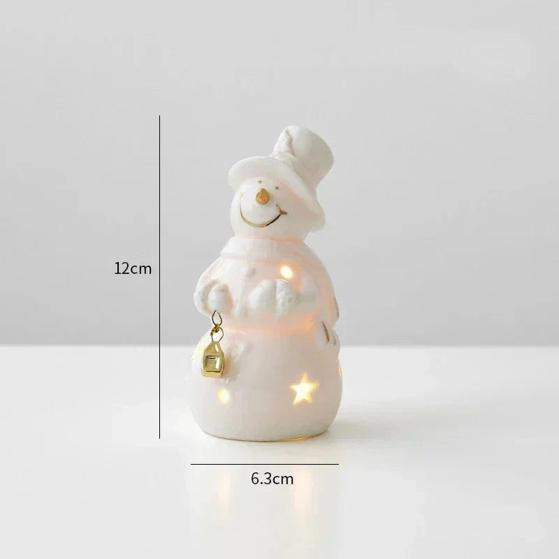 SneeuwGloed - Verlicht Keramisch Sneeuwmannetje