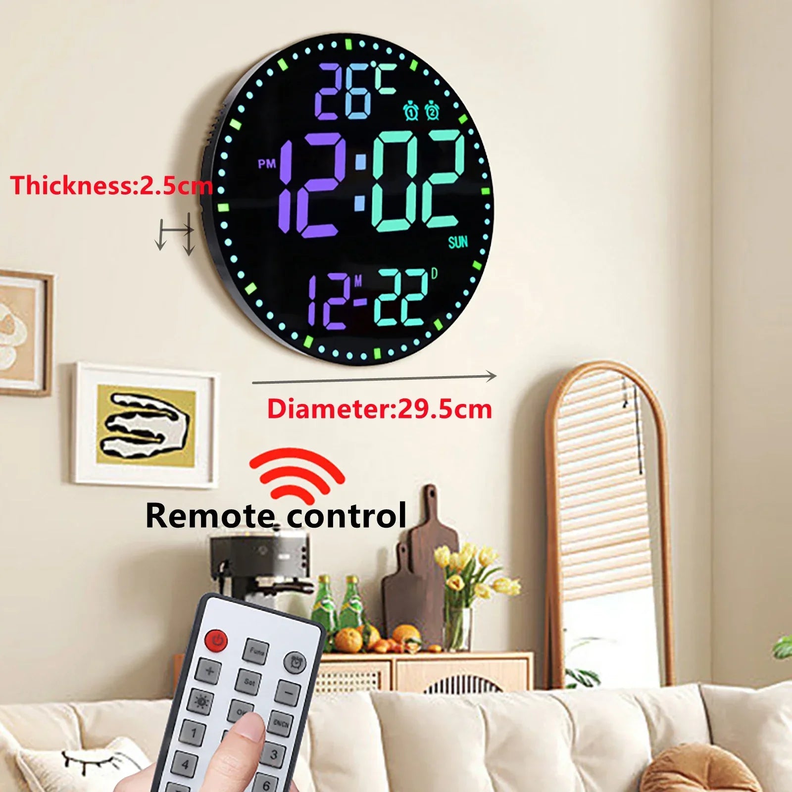 WiFiTime - LED Wall Clock With Calendar and Dual Alarm Function