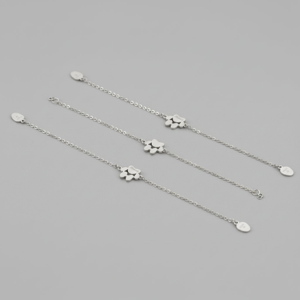 Braçadeira Pegada Personalizada Minimalista Aço Inoxidável