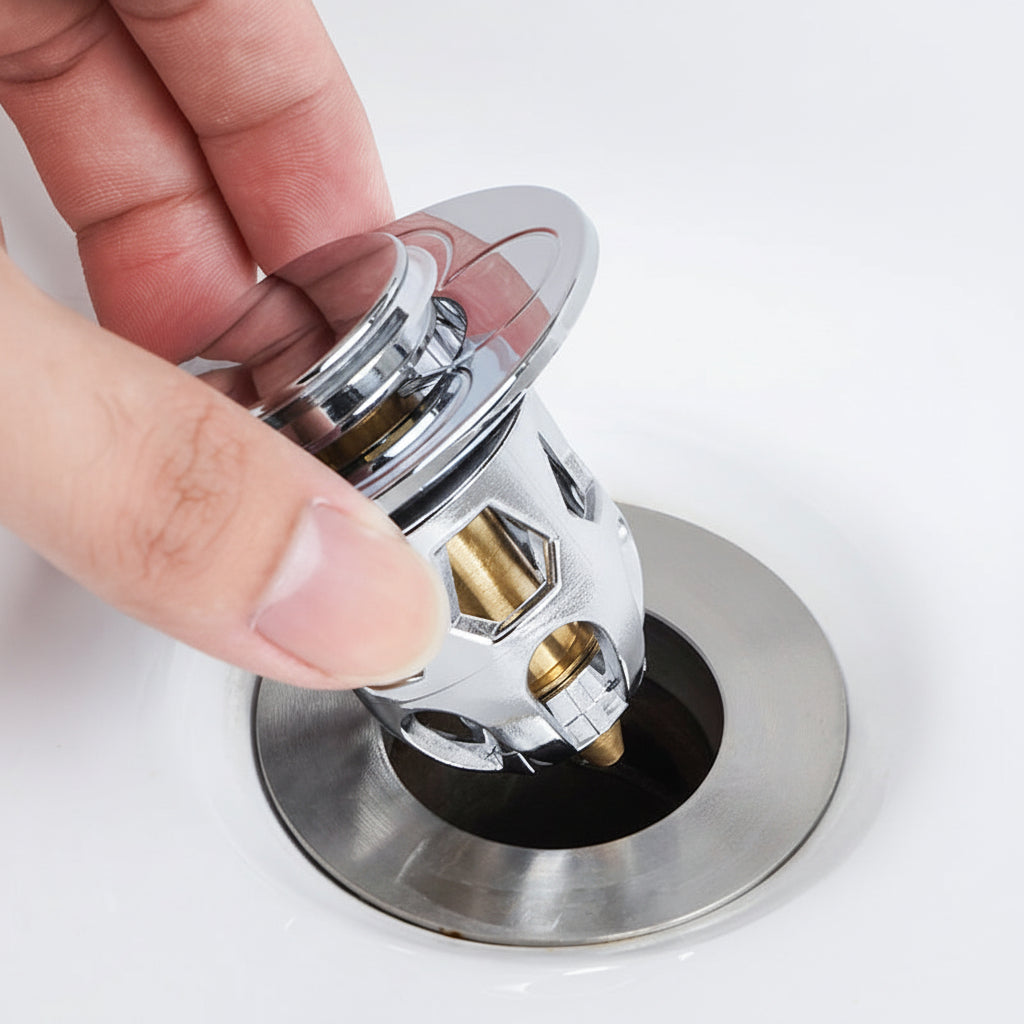 Tampão Universal para Fuga em Lavatório Anti-Entupimento e Resistente a Odores