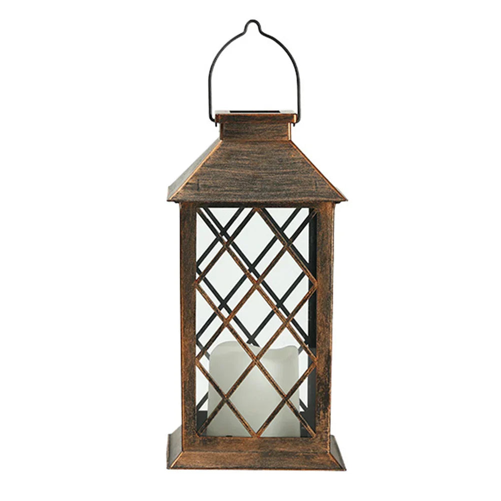 LumiLantern - Vintage Solar Garden Lantern with LED Candle - Weatherproof Decoration for Outdoors & Patio