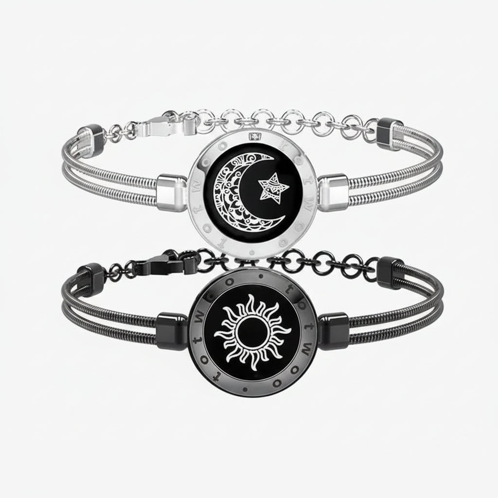 Conjunto de Pulseiras de Parceiro Ligantes Vibração Aço Inoxidável Bluetooth