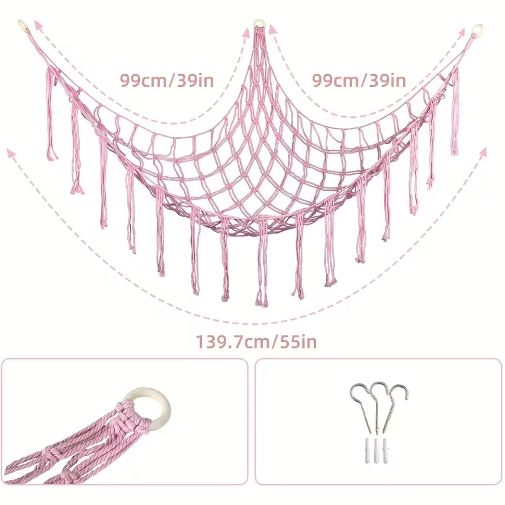Rede de Arrumação para Brinquedos Decoração de Parede Quarto Infantil