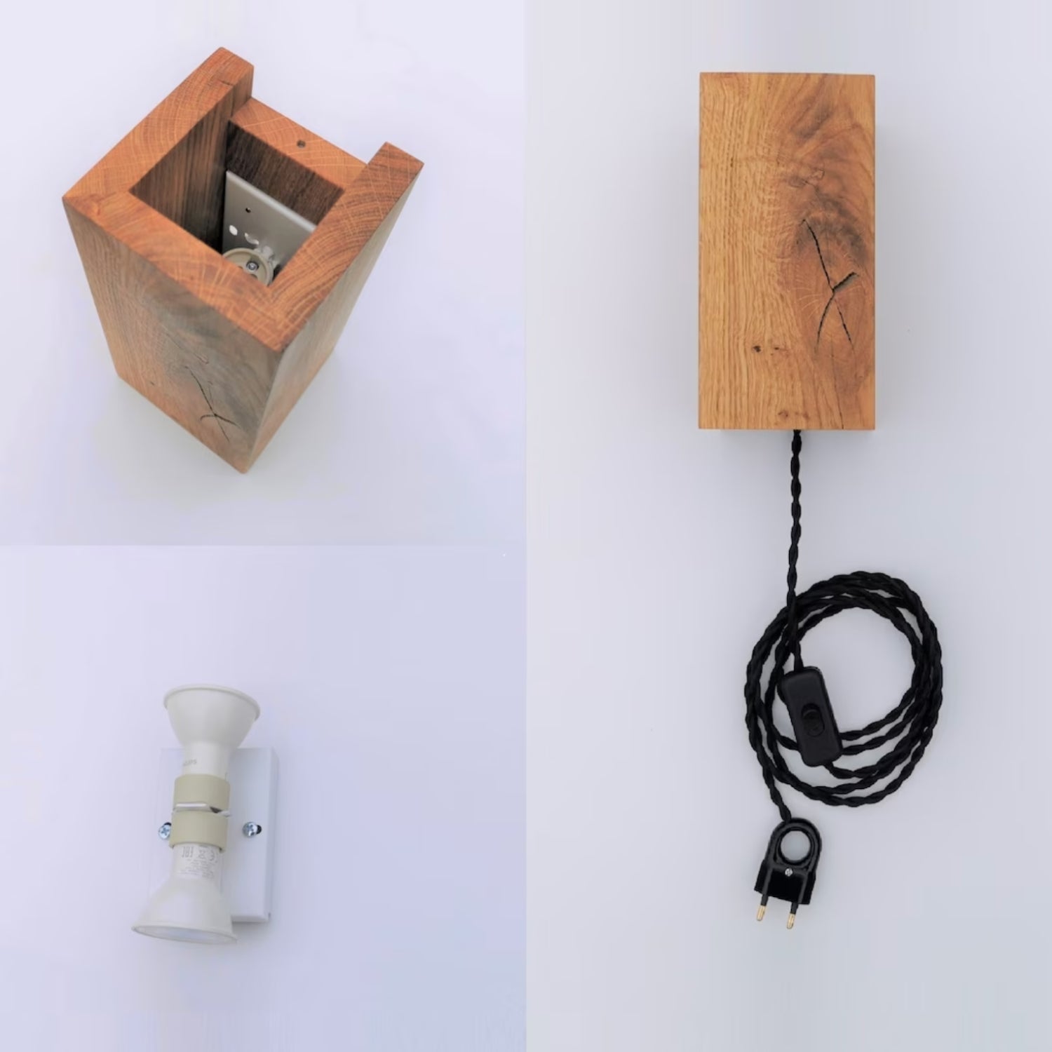 NordicGlow – Lámpara de Pared Rústica de Madera con Iluminación LED para Salón y Dormitorio