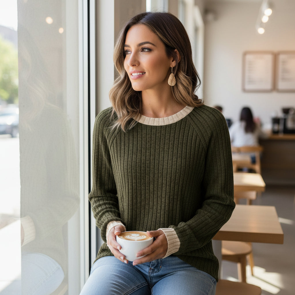 Camisas de Manga Comprida WIHOLL para Mulher Suéteres Leves Conjuntos de Outono 2025 Roupa de Inverno com Blocos de Cor Elegante Casual Macia