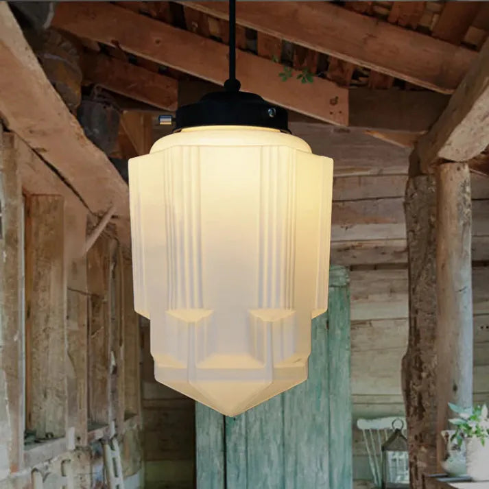 FrostGeo - Vintage Geometrische Hanglamp van Mat Glas voor Eetkamer en Woonkamer
