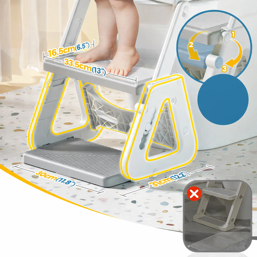 Treinador de Sanita Infantil Escada Ajustável Antiderrapante Assento Seguro