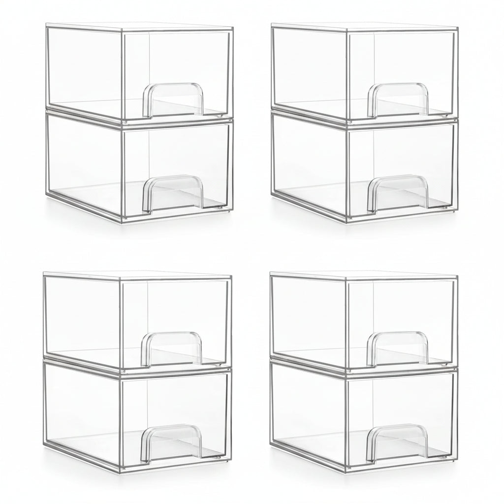 Organizador Transparente para Gaveta Joias Cosmética Caixas Empilháveis