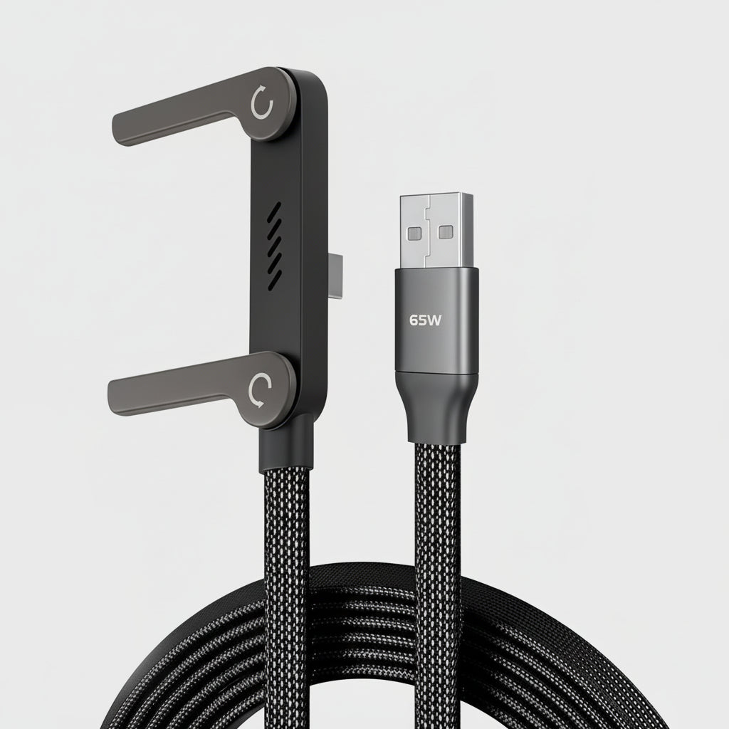 Cabo USB C Suporte para Telemóvel Ângulo de 90° Carregamento Rápido 65W