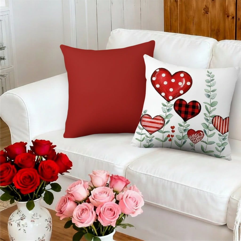 Conjunto de Almofadas Decorativas Dia dos Namorados Padrão de Coração