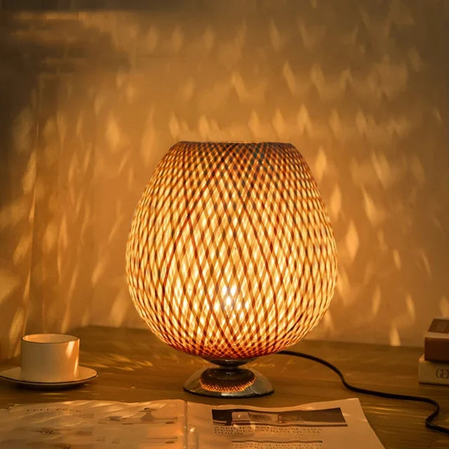 RustiekLicht - Vintage Bamboe Tafellamp