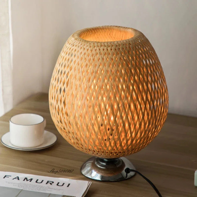 RustiekLicht - Vintage Bamboe Tafellamp