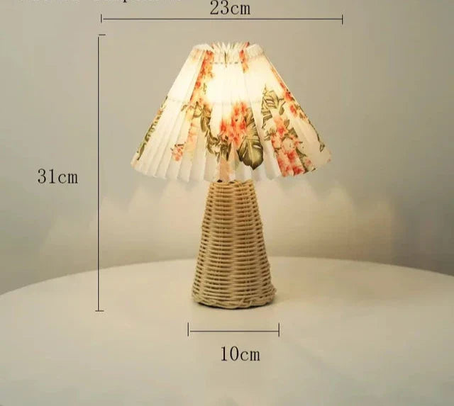 VintageGlow - Rattan Tafellamp, Opvouwbare Nachtlamp
