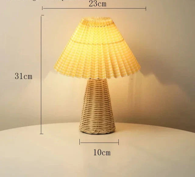 VintageGlow - Rattan Tafellamp, Opvouwbare Nachtlamp