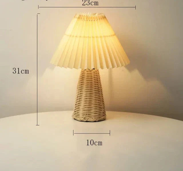 VintageGlow - Rattan Tafellamp, Opvouwbare Nachtlamp