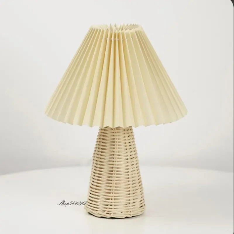 VintageGlow - Rattan Tafellamp, Opvouwbare Nachtlamp