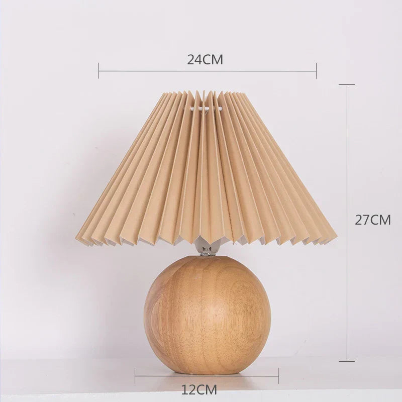 RetroGlow - Vintage Tafellamp met Geplooide Lampenkap – Stijlvolle Retro Nachtlamp