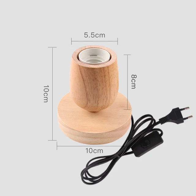 RetroWood - Houten Tafellamp met Lichtbol voor Sfeervolle Verlichting