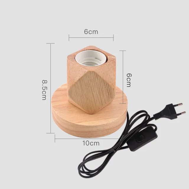 RetroWood - Houten Tafellamp met Lichtbol voor Sfeervolle Verlichting