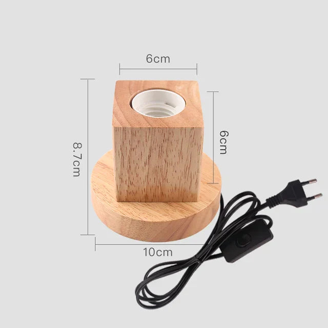 RetroWood - Houten Tafellamp met Lichtbol voor Sfeervolle Verlichting