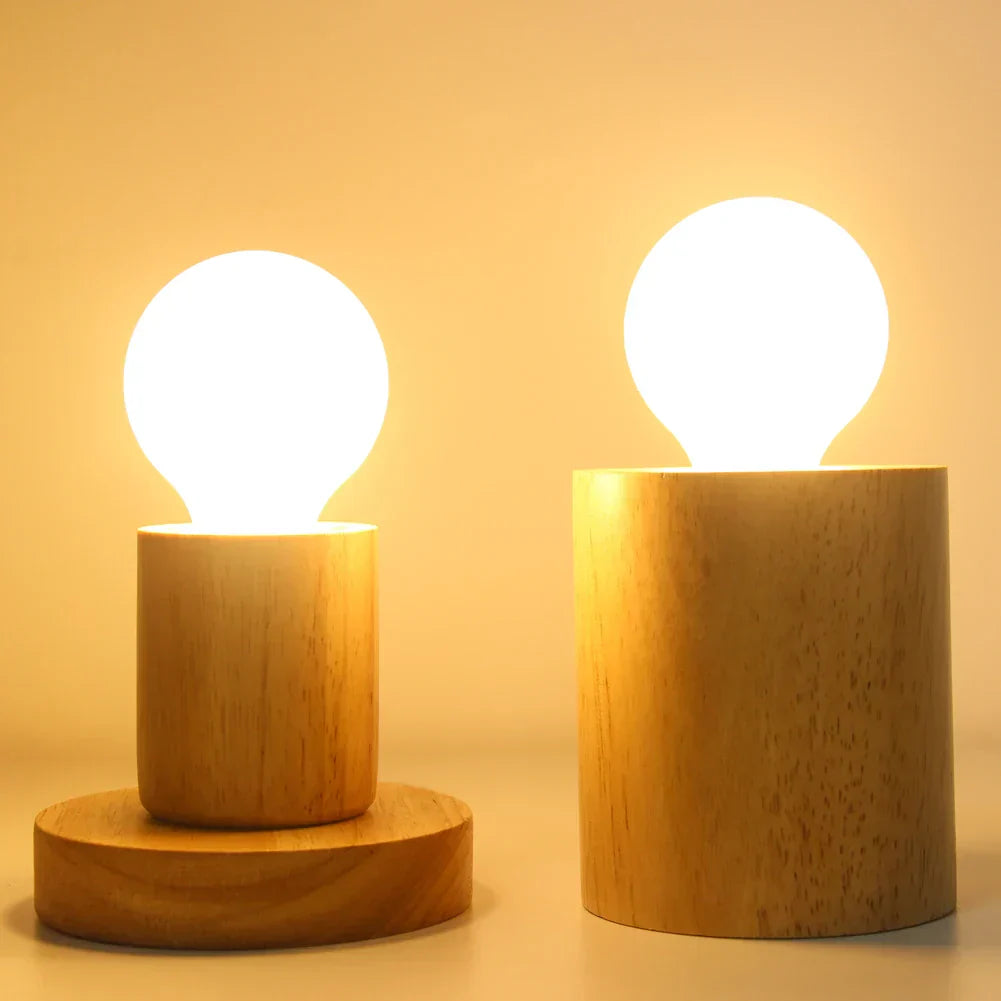RetroWood - Houten Tafellamp met Lichtbol voor Sfeervolle Verlichting