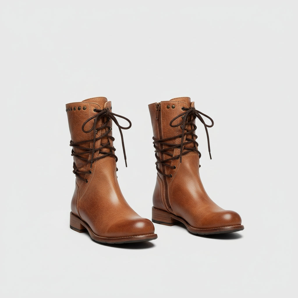 Vintage Enkellaarsjes Dames Stijlvolle Bruine Laarzen