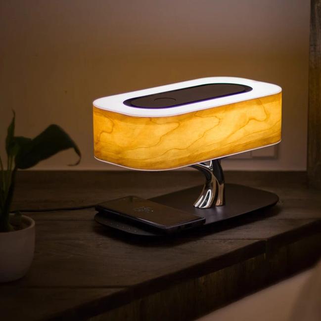 LumeFusion - Moderne Tafellamp met Draadloos Opladen en Bluetooth Speakers